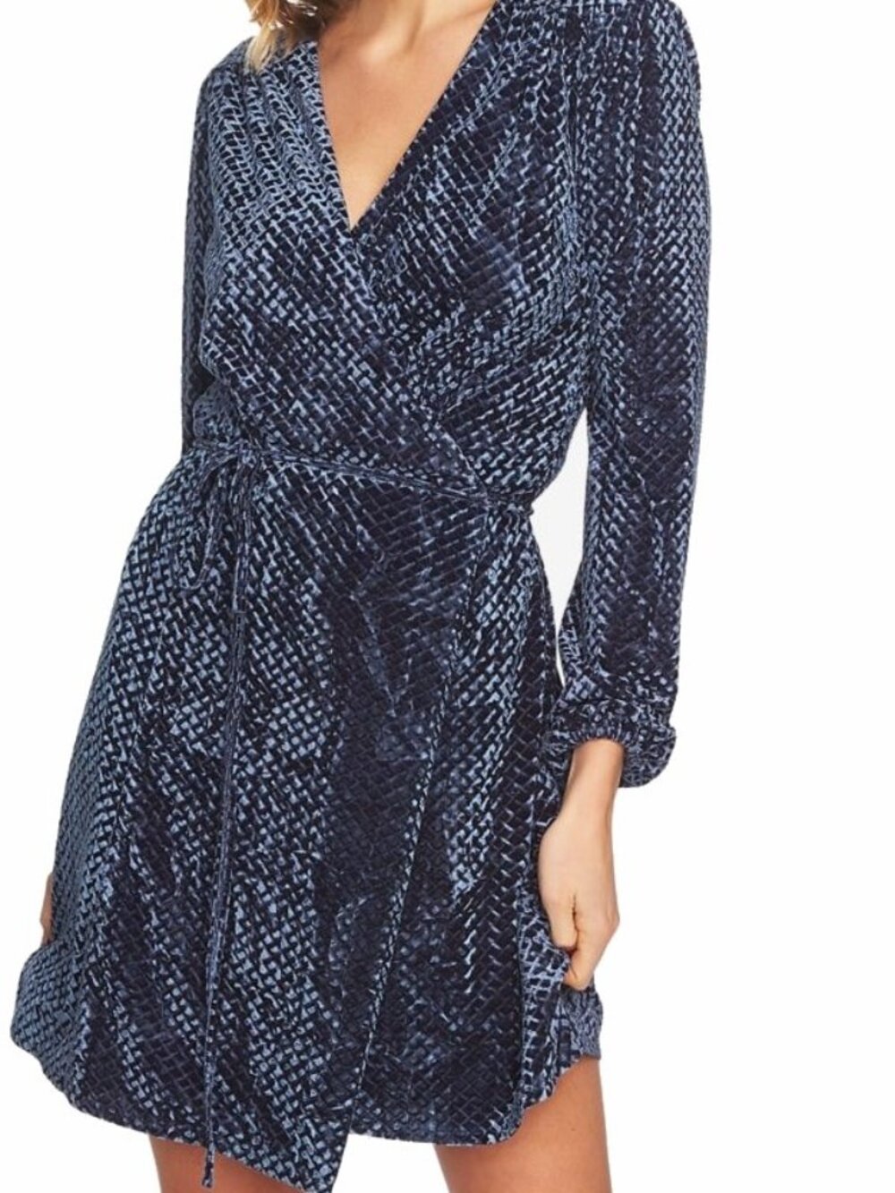 CeCe Womens Velvet Textured Mini V Neck Wrap Dress